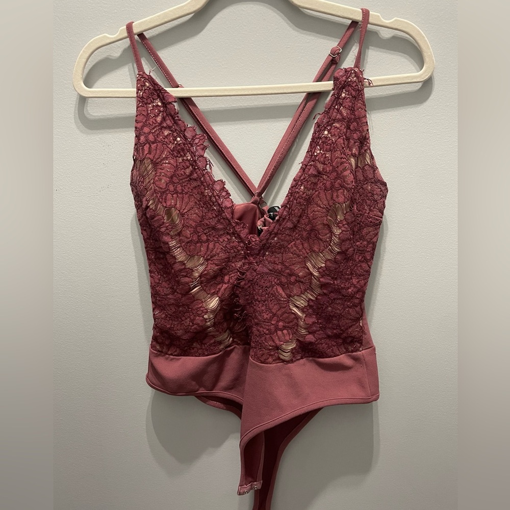 Burgundy Tank Top Body Suit Top